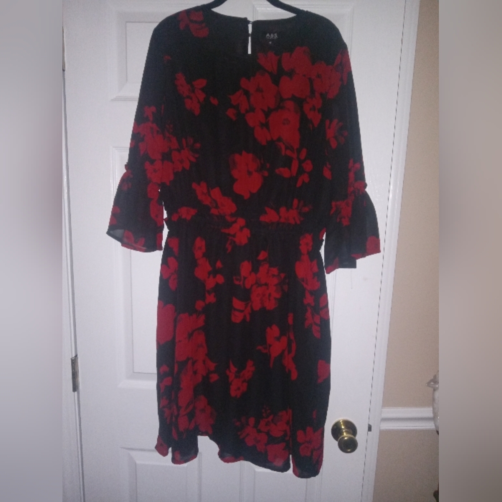A*B*S Collection Red and Black Blouson Dress Size 0x NWT